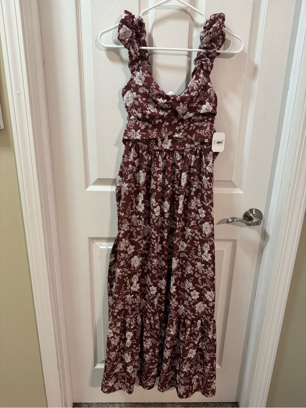 Altar'd State Mauve Floral Ruffle-Strap Maxi Dress Size XXS - Picture 4 of 12